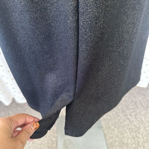 Boston Proper Speckled Metallic Bronze Fan Pleats Cap Sleeve Sheath Dress L - Picture 6 of 11